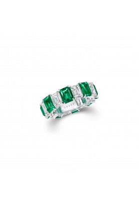 Кольцо Graff Classic Emerald Cut Emerald and Diamond Wedding Band RER1031