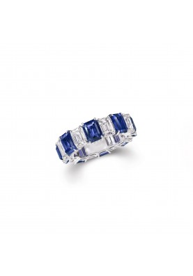 Кольцо Graff Classic Emerald Cut Sapphire and Diamond Wedding Band RER1030