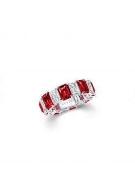 Кольцо Graff Classic Emerald Cut Ruby and Diamond Wedding Band RER1032