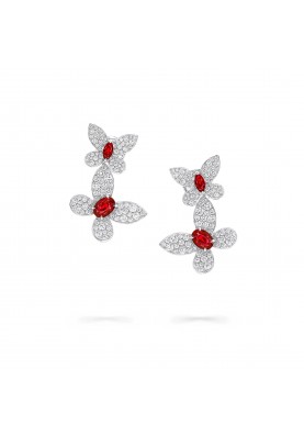 Серьги Graff Pave Butterfly Diamond and Ruby Drop Earrings RGE2000