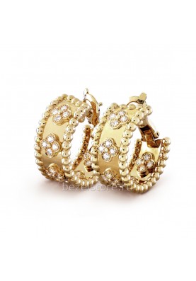 Серьги Van Cleef & Arpels Perlee Clovers Hoop Earrings VCARO3YE00