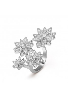Кольцо на два пальца Van Cleef & Arpels Flora Lotus, 4 Flowers Between The Finger Ring VCARP7TF00