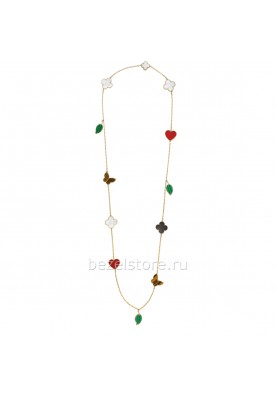 Длинное колье Van Cleef & Arpels Fauna Lucky Alhambra 12 Motifs Long Necklace VCARD80100