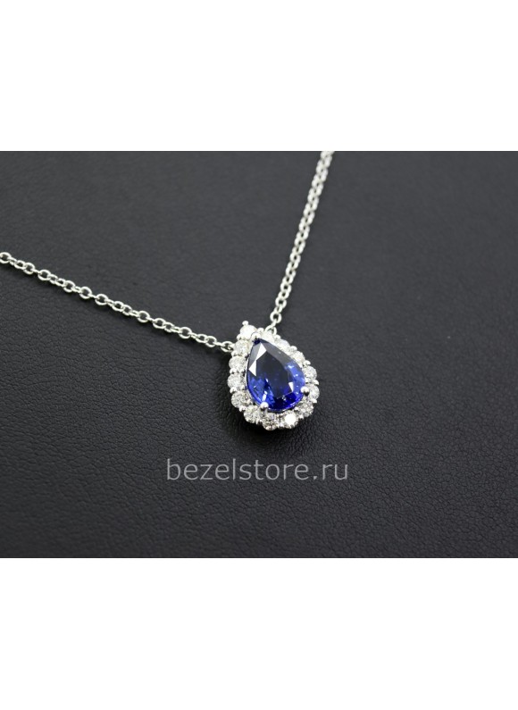 Подвеска No Name из белого золота с сапфиром 3,08 карата и бриллиантами 0,8 карата