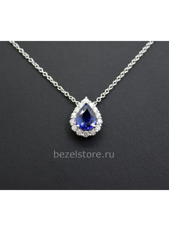 Подвеска No Name из белого золота с сапфиром 3,08 карата и бриллиантами 0,8 карата
