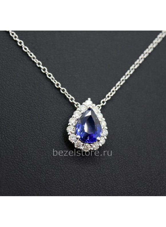 Подвеска No Name из белого золота с сапфиром 3,08 карата и бриллиантами 0,8 карата
