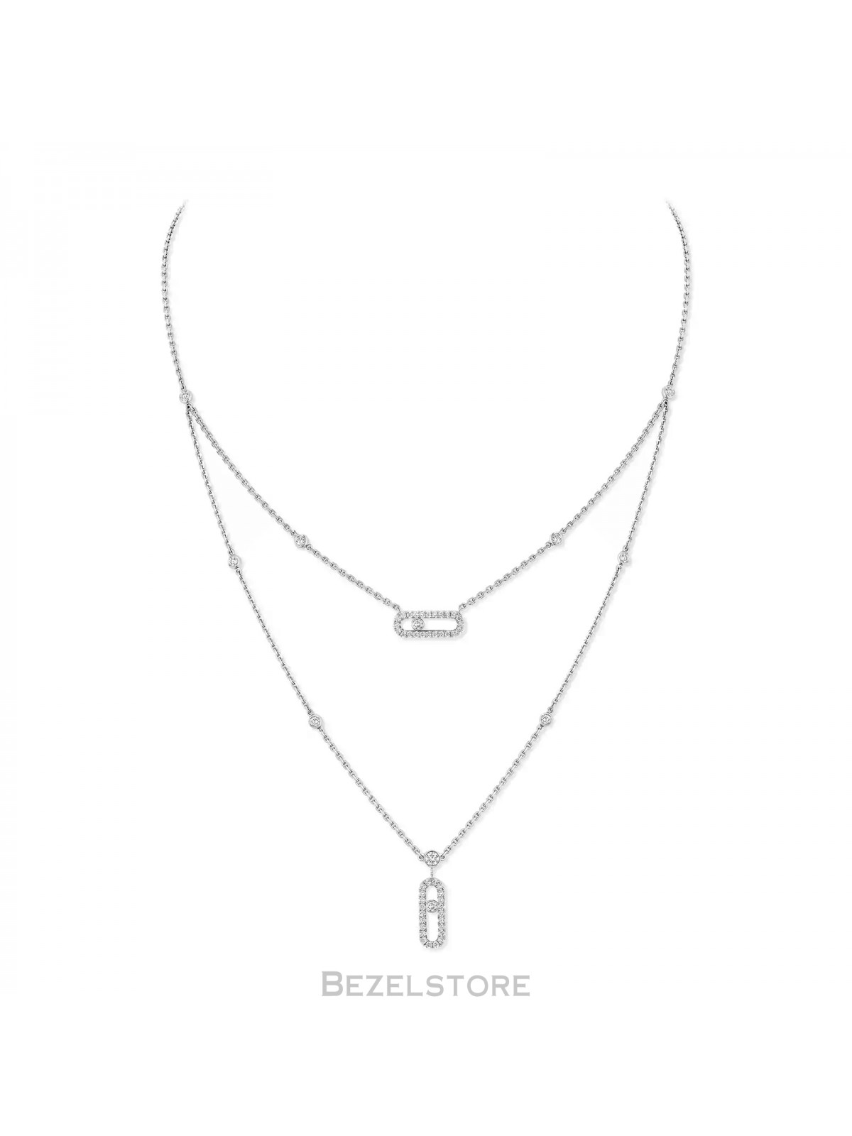 Колье Messika Move Uno 2 Rows Pave 07174-WG